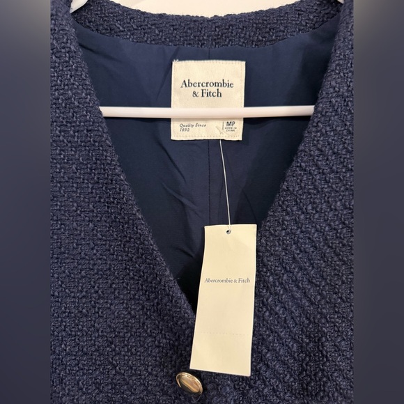 Abercrombie & Fitch Navy Tweed Vest Dress Gold Buttons NWT MP - Picture 3 of 4